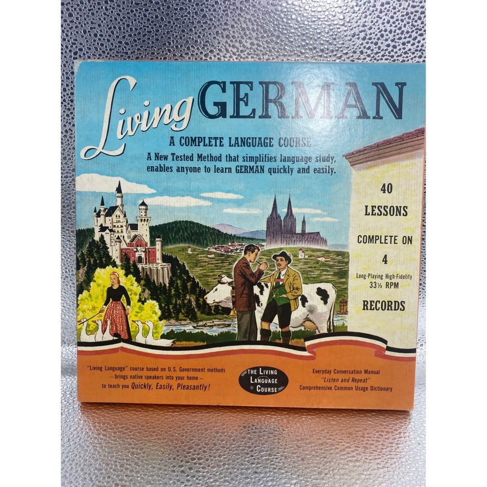 Living Language Living German Complete Course 4 Vinyl Records Manual Dictionary